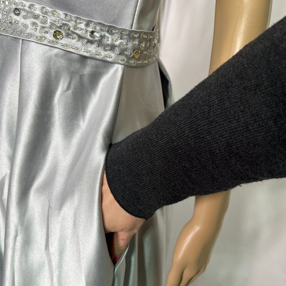 Vnaix Bridals Womens Wedding Dress Long Satin Halter Pockets Grey, Sz 8 - Picture 11 of 16